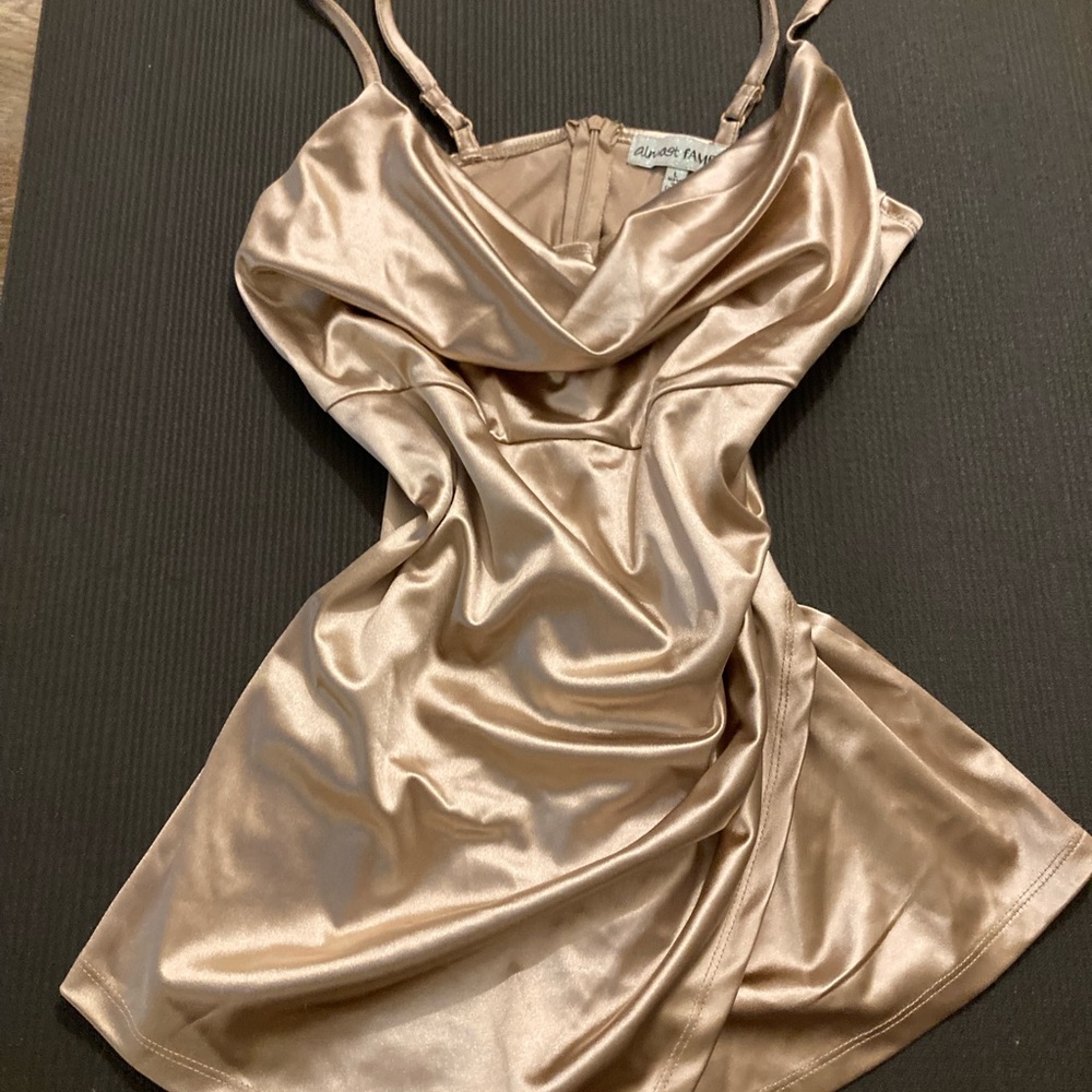 Elegant Satin Slip Dress in Champagne